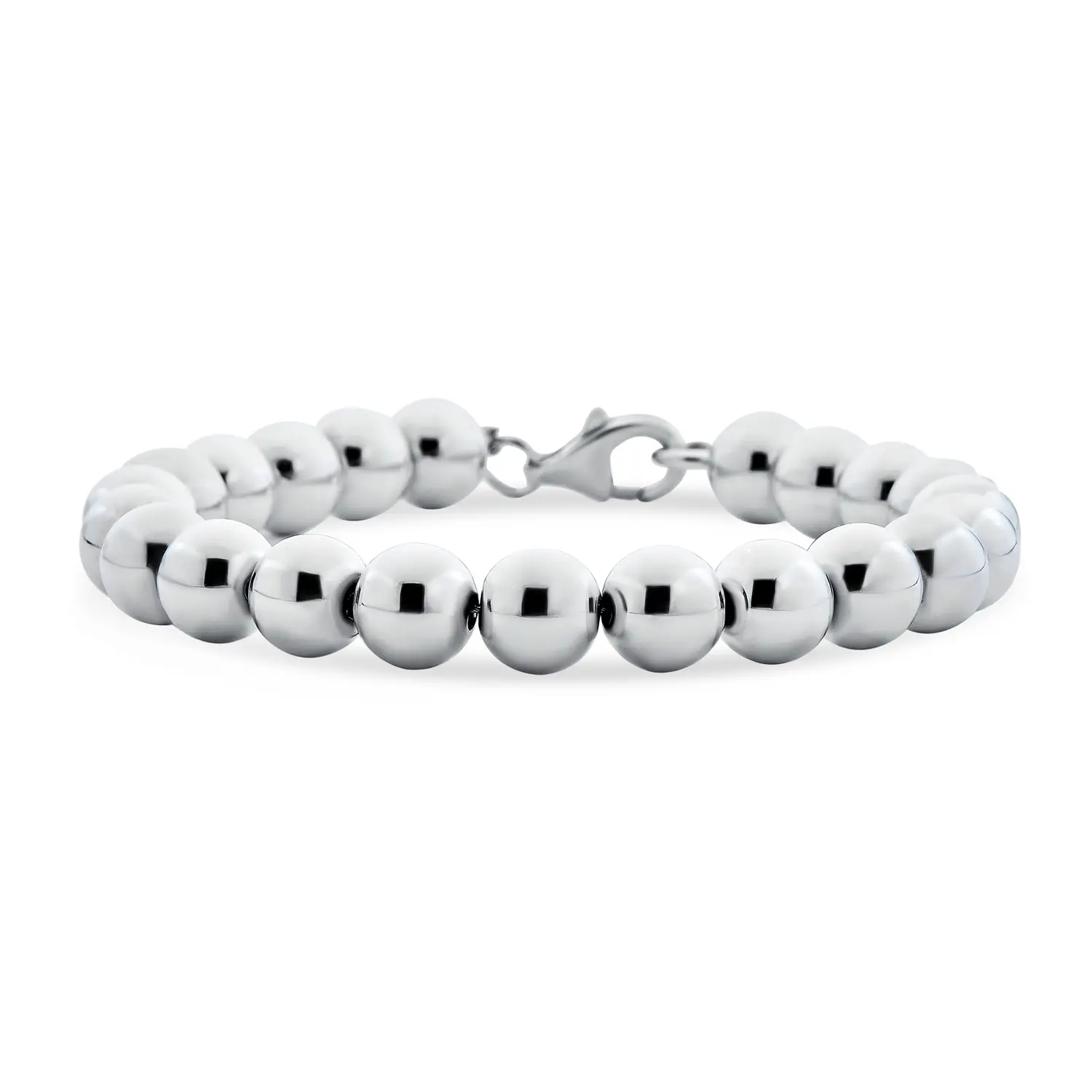 Classic Hand Strung Strand .925 Sterling Silver 8MM Ball Bead Bracelet
