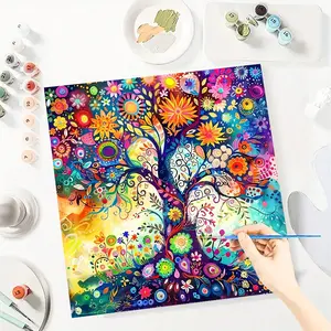 Colorful Trees Paint by Numbers for Adult,Paint by Number Kit for Beginners,DIY Acrylic Paint Canvas Painting Kits Art ,Home Wall Decor Gift for Her, 20x20 inch(Without Frame)