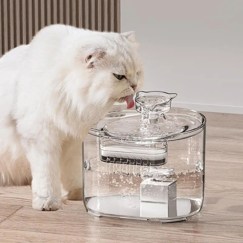 2.2L Pet Water Dispenser, USB Powered Water Bowl with Visible Scale Line, Automatic Pet Feeding Supplies for Pets