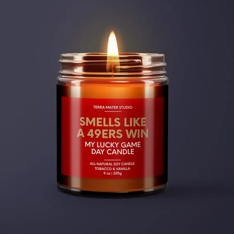 Smells Like A 49er Win Candle, San Francisco Football Candle, Candle Gift