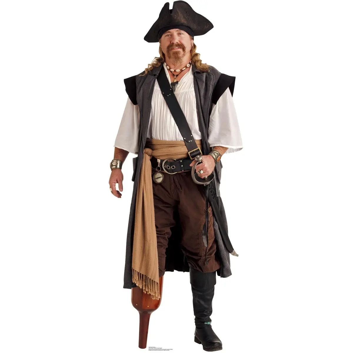 Freestanding Pirate Peg Leg Cardboard Cutout - 76x29 in Home Decor, Photo Booth Prop for Pirates, Perfect at Your Event