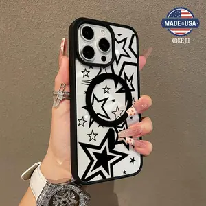 Five-pointed star Pattern Premium Magnetic Phone Cases for iPhone 16 15 14 Pro Max 13 12 11 Plus Smartphone Shockproof Protection Acrylic Cover Cellphone Protective magsafe magnetic case Aesthetic Resistance Casing Protector