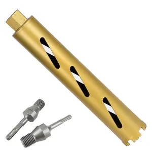 Diamond Core Drill Bits 4" Diameter 12.2in/310mm Drilling Depth for Concrete with Rebar Brick Block Masonry 10mm Segment Height,2 Adapters