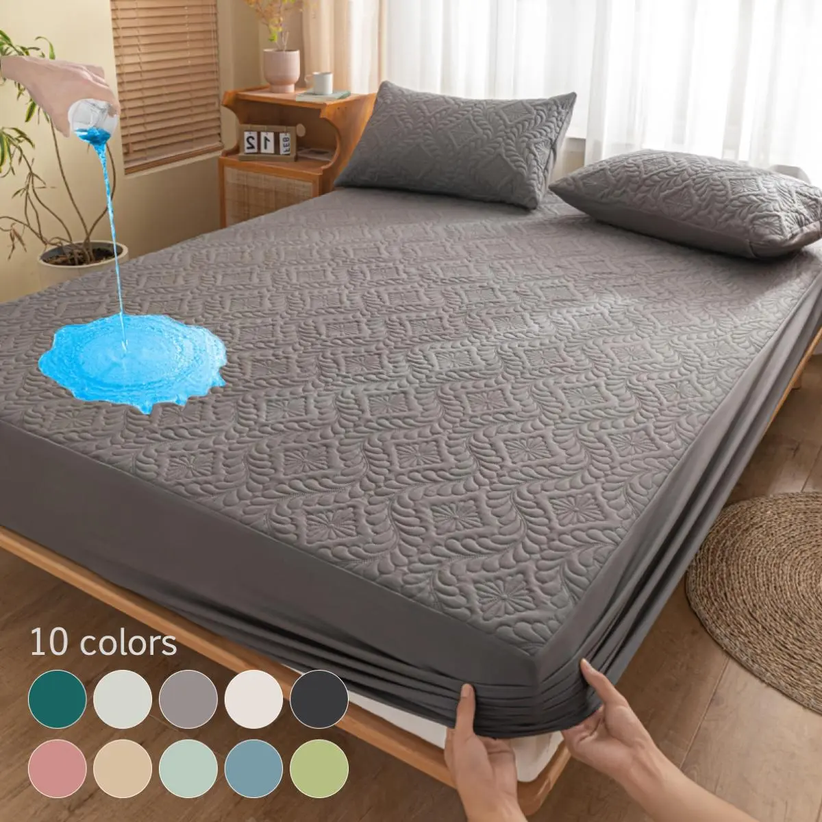 Waterproof Washable Mattress Cover Set, 3 Counts/set Including 1 Count Fitted Sheet & 2 Counts Pillowcase, Soft Comfortable Breathable Bedding Set for Bedroom, Soft Bedding Sets, Soft Comfy Bedding