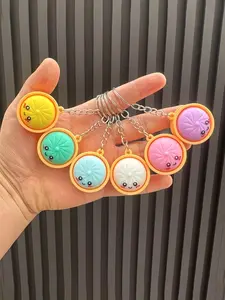 6pcs/12pcs Cute Baozi Keychains, Classroom Rewards, Steam Basket Keychain Set, Birthday Gift Charms, Random Colors, Fun Accessories