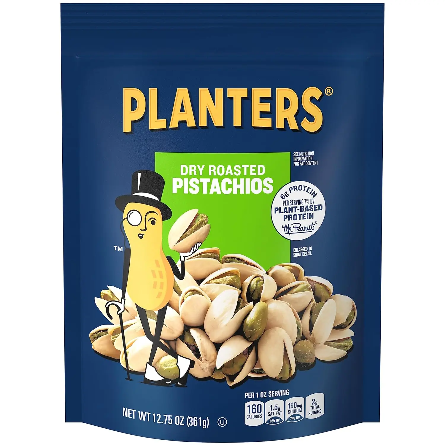 PLANTERS Salted Pistachios in Shell, Snacks for Adults, 12.75 Oz (1 Ct) | Dry Roasted Pistachios. Gluten Free, Kosher. Resealable Bag. Snacks for Adults. Pantry Staples