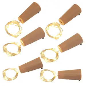 LumaBase Battery-Operated Wine Cork with 6 LED Micro Fairy String Lights, Submersible Reusable Wine Bottle Accessory for Party Decor
