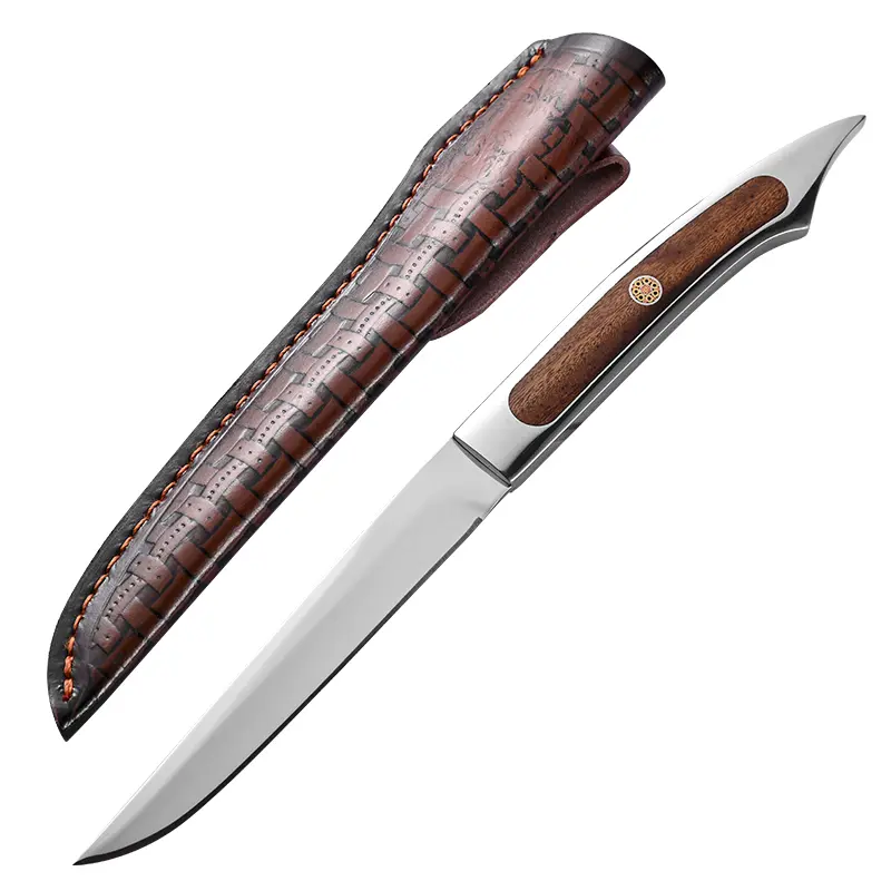 Japanese Ultra-Sharp Stainless Steel Wooden Fruit Knife with Protective Sheath, Ergonomic Inlaid Handle Multi-Purpose Small Kitchen Knife, Ideal for Home Cooking & Outdoor Camping, Thoughtful Gift for Men, Knives