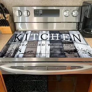 Kitchen Pattern Gas Stove Cooktop Panel Protector Cover Mat, 1 Count Soft Scratch Resistant Durable Easy To Clean Stove Top Protectors, Multipurpose Cooktop Cover