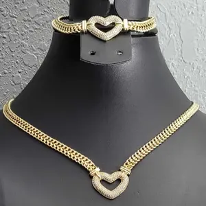 Heart-Shaped Necklace & Bracelet Set 20 Inches Gold Plated for Women Elegant and Durable Jewelry Gift