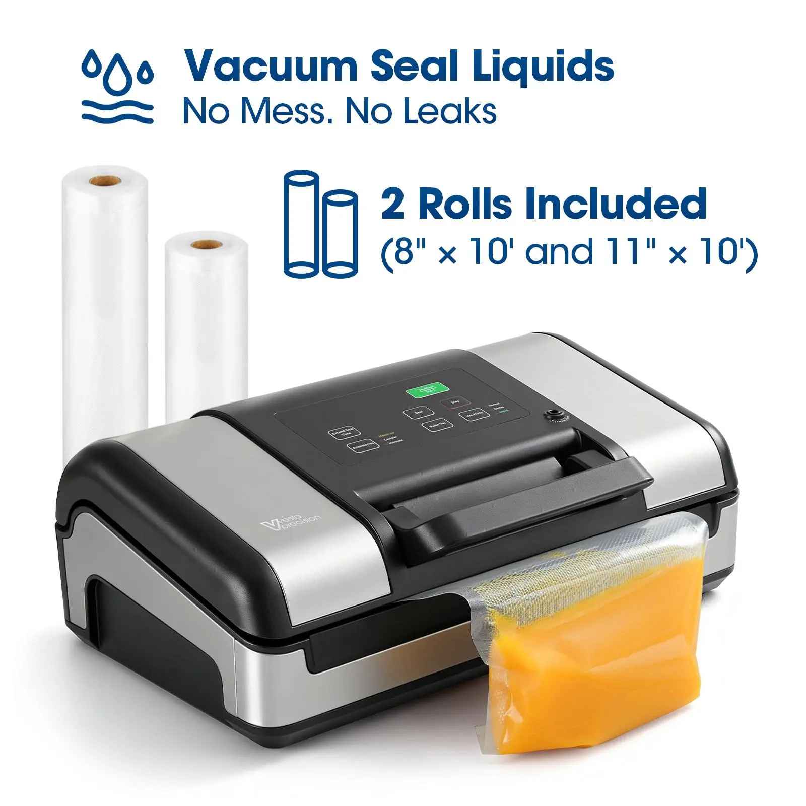 Vesta Precision V23 Vacuum Sealer Machine for Food & Liquids, Automatic Vacuum Sealer with Built-In Cutter & Dual-Roll Storage, Double Heat Seal, Mason Jar Sealing, Food Saver, Vacuum Packing Machine, 2-Year Warranty