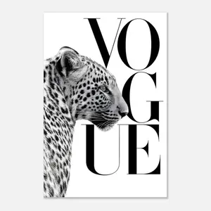 Timeless Vogue Leopard Unframe Poster, Iconic Fashion Magazine Wall Decor, Bold Animal Print Aesthetic, Modern Editorial Room Decor