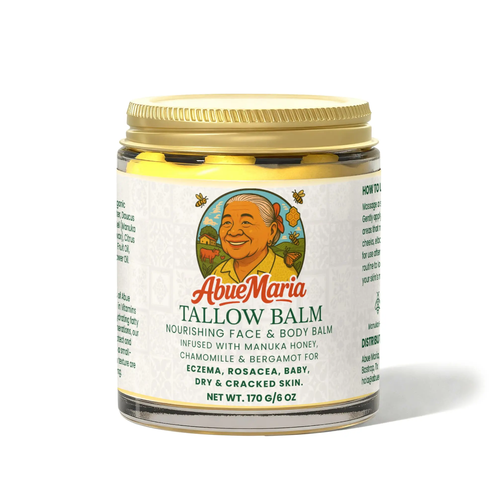 Natural Soothing Face and Body Tallow Balm with Manuka Honey, Chamomile & Bergaamot - Dry Skin, Eczemea & Rosacea Relief - for sensitive skin - Hydrating Eczema Tallow Balm for Dry Skin