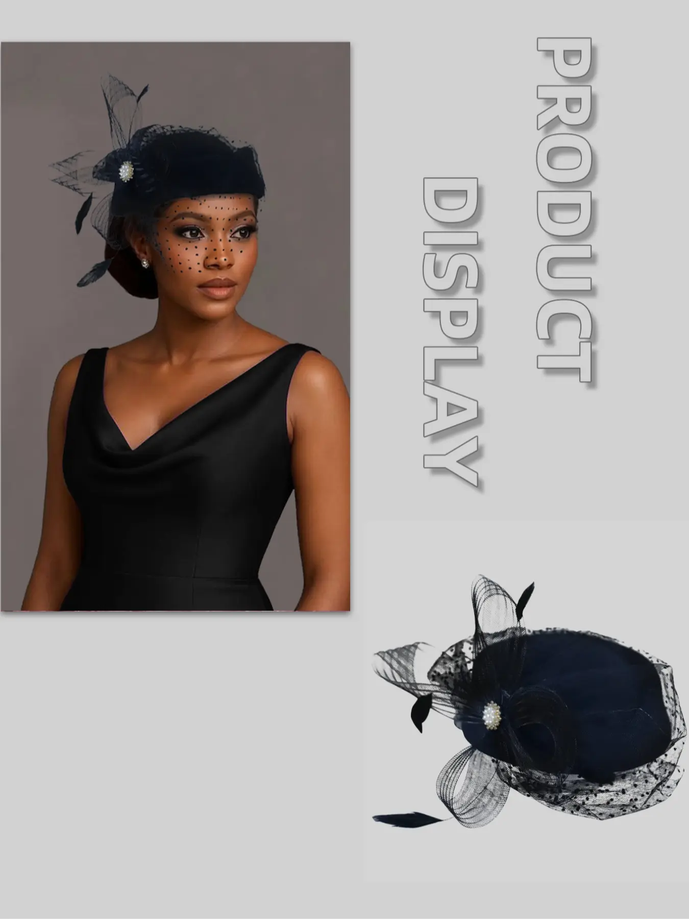 Black Feathered Cocktail Hat with Rhinestone Accents Black Rhinestone Fascinator - Etsy main image 4