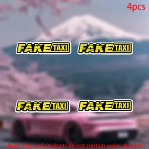 4pcs Fake Taxi Stickers for Cars Doors Windows Laptops Furniture, Durable Vinyl Adhesive Material, Stylish Car Decals Accessories