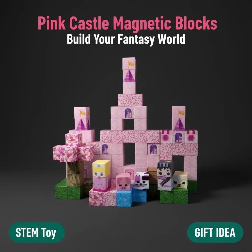 100PCS Magnetic Building Blocks Set - Magnet Building Cubes, Stable Easy-to-Assemble Tiles, STEM Montessori Learning Toys for Child Development, Ideal Kids' Birthday Gifts