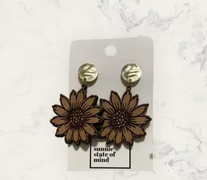 Sunflower Laser Cut & Engraved Earrings