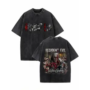 100 Cotton Oversized Vintage Style T-Shirt Resident Evil Requiem Victor Gideon Graphic Design Summer Casual Wear Gift For Gaming Fans And Horror Movie Lovers