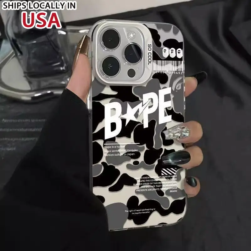 BAPE camouflage trendy mobile phone case pattern, shockproof, non-slip, anti-fall MagSafe protective case, suitable for iPhone 16 15 14 Pro/Pro Max/Pl