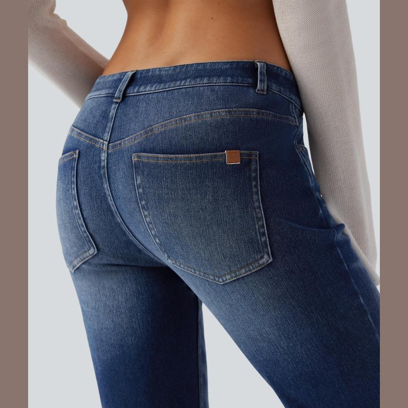 Halara Flex Low Rise Flare Washed Casual Jeans with Pockets Halara Flex Low Rise Flare Washed Casual Jeans with Pockets