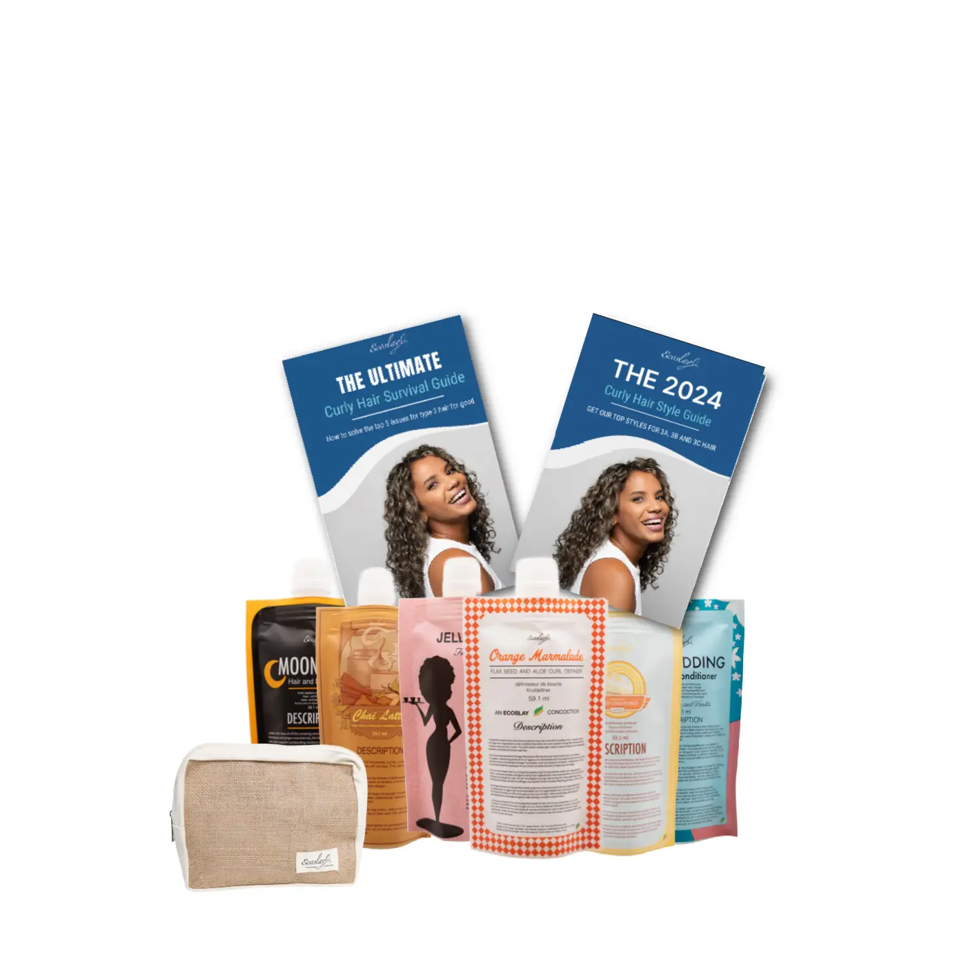 Ecoslay Curly Essentials Sample Set – Wash Day Kit for Curly Hair with Styling & Moisture Staples Gel Haircare