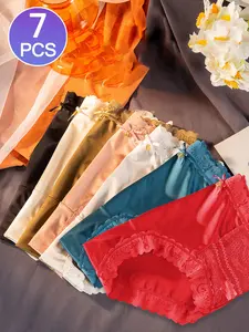 Women's Underwear Triangle Panties Set, Sexy Elegant Lace Patchwork Design, Soft Breathable Fabric, Daily Wear Comfort