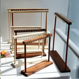 Solid wood double-row hook jewelry display rack Double Tiers