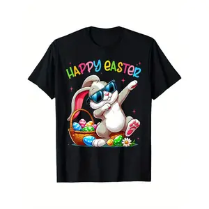 Funny Bunny Easter Happy Easter for Boys Girls Adult T-Shirt, Suitable for Mens & Womens Outdoor T-Shirt, 100%cotton, S-XXXL