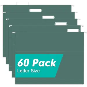 Extra Capacity Hanging File Folders 60 Pack Reinforced Letter Size Hanging Folders with Heavy Duty 0 Inch Expansion Designed for Bulky Files Green