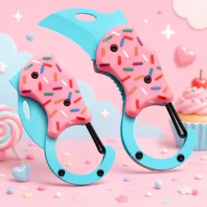 Pink Pocket Knife for Women & Men,Holiday Gift ,Cool Folding Knife Box Cutter,EDC Knives for Everyday Carry,Folding Utility Knife with Unique Donut Design,Ideal Gifts for Men and Women Portable