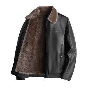 Men's Fleece-Lined Thick Leather Jacket - Warm for Autumn and Winter, Suitable for Casual Outings and Daily Commutes, Stylish and Trendy Menswear Coats jackets heated jacket western clothing zip jackets winter jackets men
