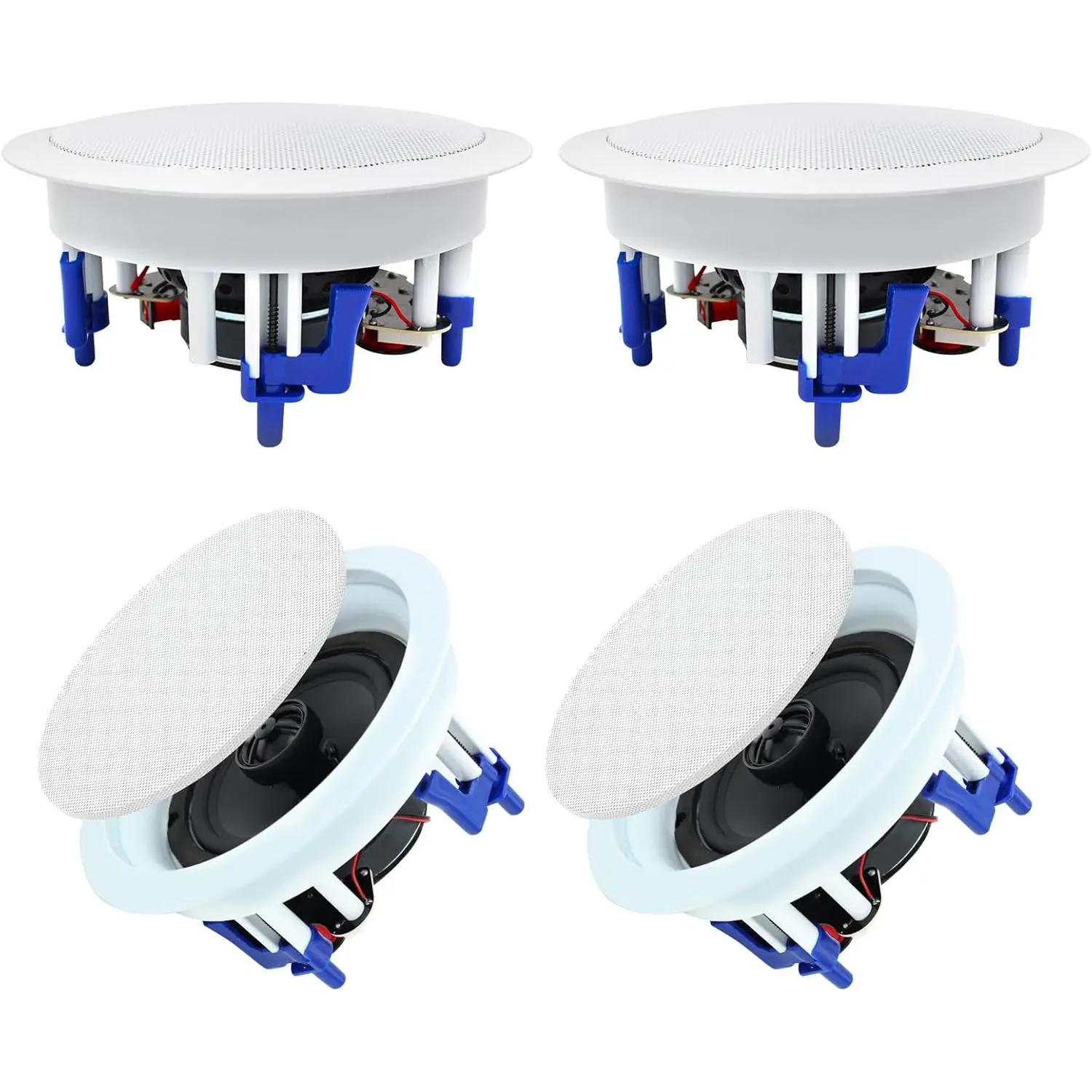 Herdio 5.25” Flush Mount Bluetooth Ceiling Speaker System Max Power 600 Watts Great for Kitchen,Bedroom,Bathroom,Home Theater,Covered Porches(4 Pcs), Mother's day Gift