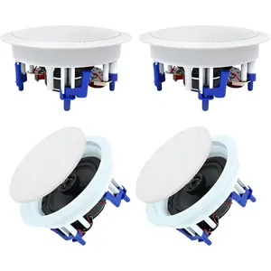 Herdio 5.25” Flush Mount Bluetooth Ceiling Speaker System Max Power 600 Watts Great for Kitchen,Bedroom,Bathroom,Home Theater,Covered Porches(4 Pcs), Mother's day Gift