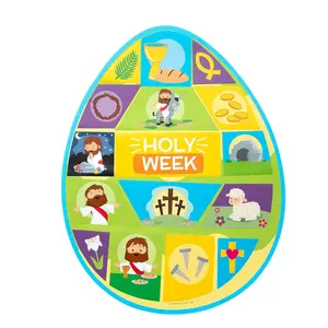 8 1/2" x 11" Holy Week Symbols Easter Egg-Shaped Scene with Sticker Sheet - 12 Pc.