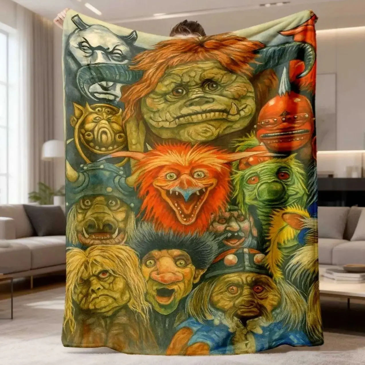 2026 New Arrival Flannel Blanket Fantasy Goblin Carnival Flannel Blanket Soft Light BeigeFriendly, Warm and Cozy, Perfect for Sofa, Bed, or Creative Spaces AllSeason Use, Hypoallergenic and Easy to Wash, a Unique Choice for