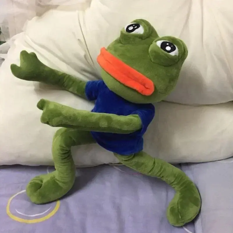45cm Sad Frog Plush Toy Soft Stuffed Pillow Expression Pepe The Sad Frog Animal Plush Doll Birthday Boys Girls Birthday Gift