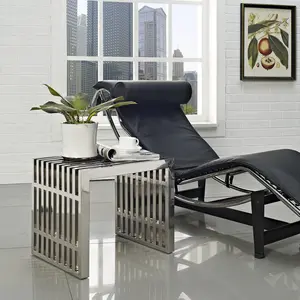 Modway Gridiron Small Stainless Steel Bench in Silver