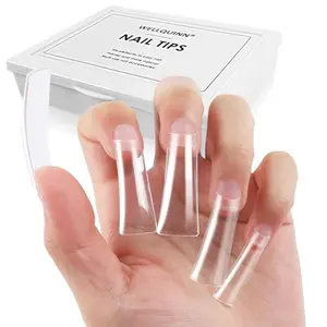 Duck Nail Tips 220Pcs XXL Duck Feet Nail Tips Long Duck Nails Clear Y2K Press on Nails 11 Sizes Half Cover False Nails for Manicure Salon Home DIY