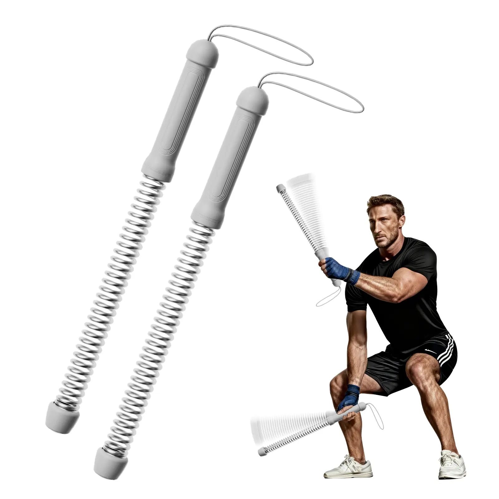 VigorBrawn Ropeless Battle Ropes, 3.5 lbs Weighted Cordless Arm Exerciser with Non-Slip Handles, Portable Training Equipment for Men & Women for Home Workout & HIIT