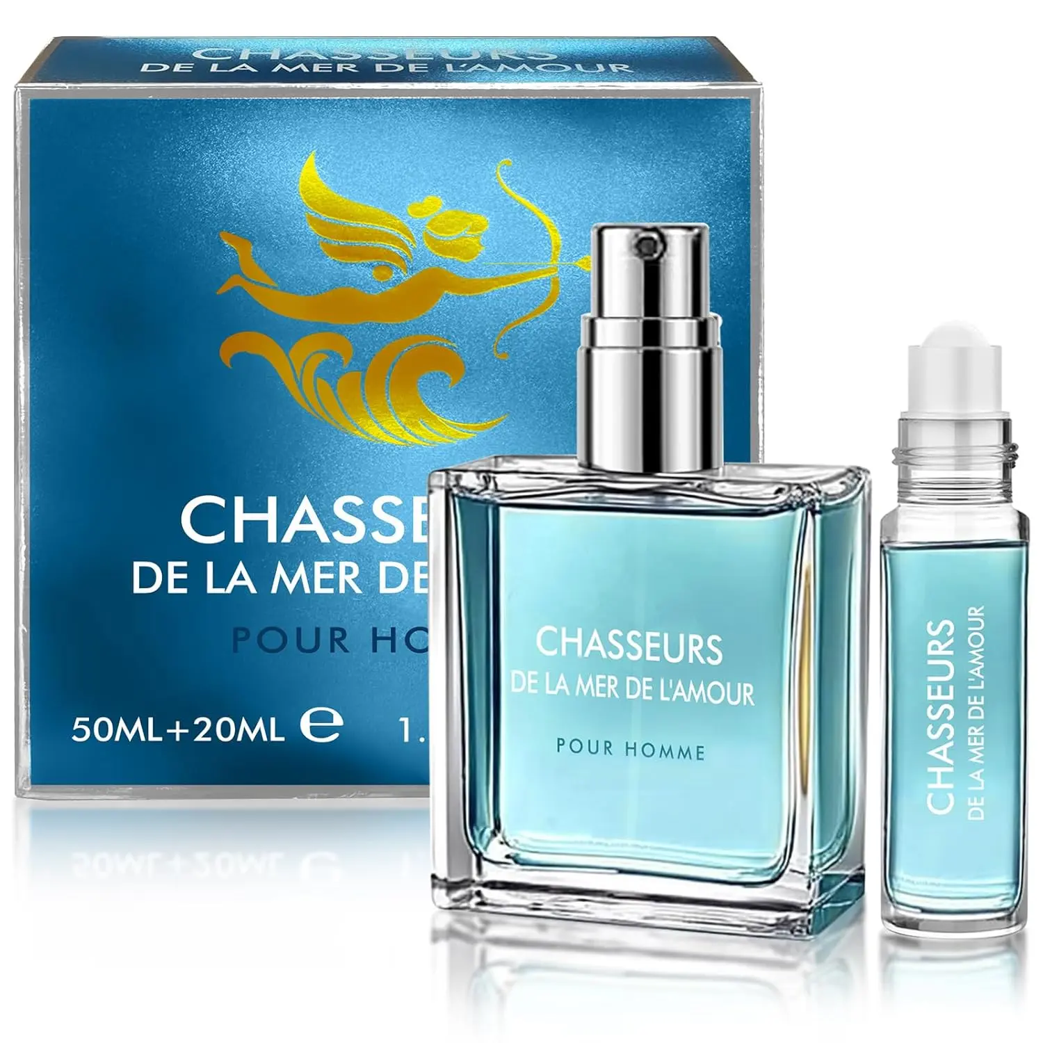 Men's Peach Pheromone Cologne & Perfume Oil Set, Long-Lasting Captivating Masculine Scent for Image Enhancement, 2-Piece (1.7oz + 0.7oz)
