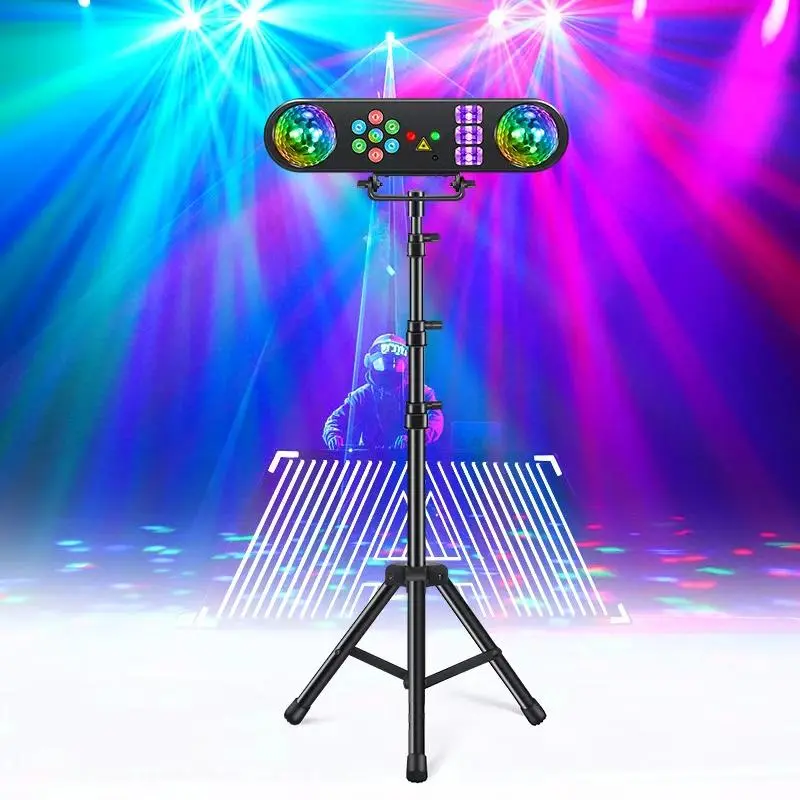 LED Party Stage Light with Magic Ball, RGB Wash, Red & Green Laser, UV & White Strobe Effects, DJ Disco Lighting System with Adjustable Tripod Stand for Home, Club, KTV, Wedding, Birthday, Live Event & Holiday Party High Bay UFO Commercial