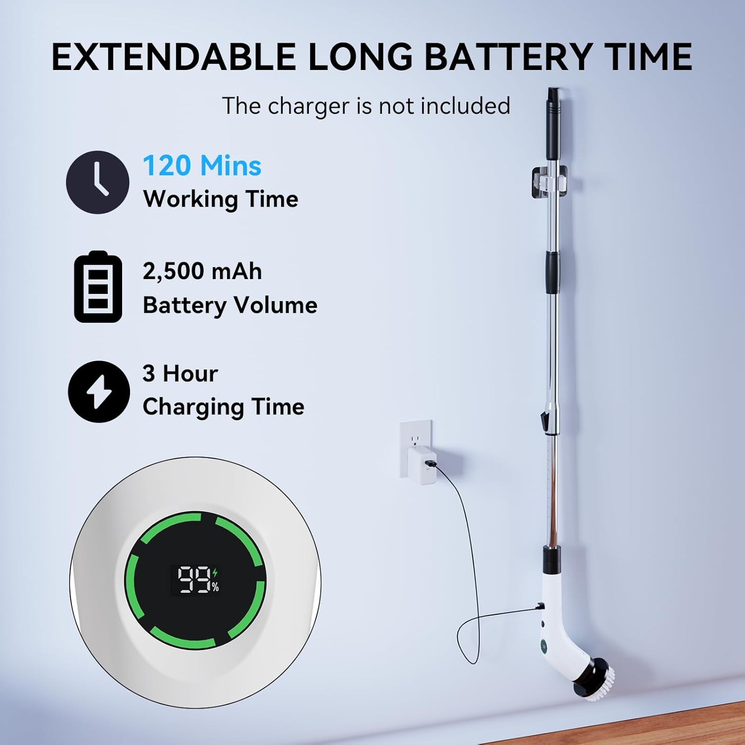 Electric Bathroom Cleaning Brush Cordless Spin Scrubber Full Body Waterproof IPX7 with Adjustable Handle 8 Replaceable Brush Heads for Bathtub Kitchen Window Home SD CTB01 Electric Bathroom Cleaning Brush Cordless Spin Scrubber Full Body Waterproof IPX7 with Adjustable Handle 8 Replaceable Brush Heads for Bathtub Kitchen Window Home SD CTB01