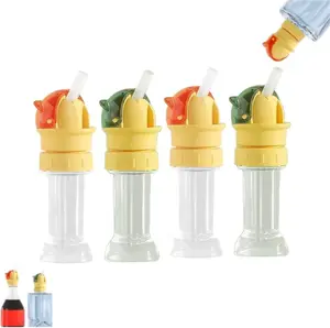 Water Bottle Spout Conversion Cap with Straw Universal Fit No Spill Leak Proof Design for Juice & Water Bottles 4 Mixed Drinking Gadgets Beverage Utensil Drink Protector