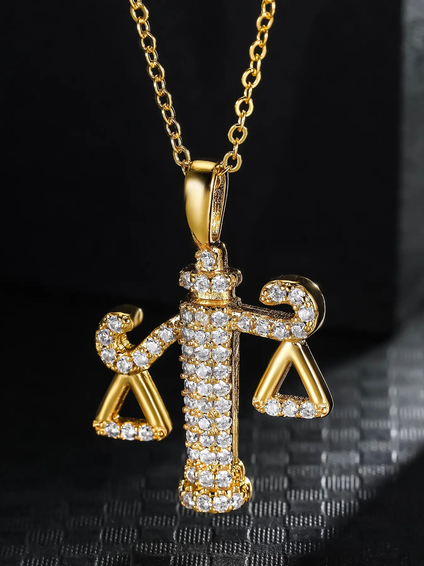 Iced Chics Unique Libra Pendant Judgement Chain Necklace, Street Hip Hop Style, Birthday Gift, Date Night, Party Jewelry, 24 Inch Chain, Artificial Zircon