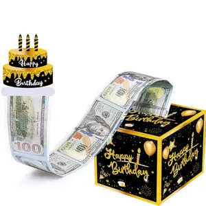 Birthday Money Box with Surprise Card and 50 Storage Bags, DIY Kit for Parents, Loved Ones, Friends, Fun Cash Gift, Birthday Party Favors