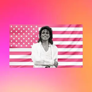 Michael Jackson Flag, Pink USA Flag Tapestry, King of Pop Wall Decor, Music Legend Poster, Vintage Singer Room Decor