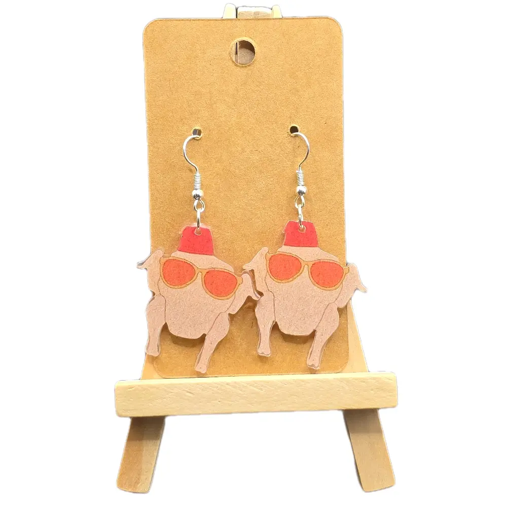 Funny Turkey with Shades Earrings for Women Perfect for Thanksgiving Gift Fun Unique Hook Earrings with Playful Turkey Design Adds Humor to Outfit