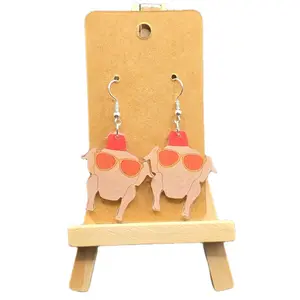Funny Turkey with Shades Earrings for Women Perfect for Thanksgiving Gift Fun Unique Hook Earrings with Playful Turkey Design Adds Humor to Outfit