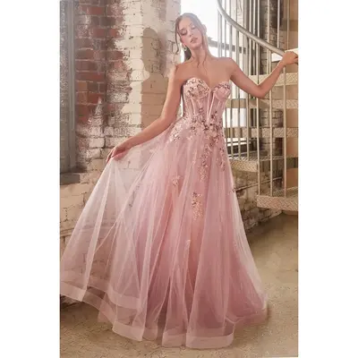 oleg cassini pink wedding dress Oleg Cassini Strapless 3d Floral Organza Wedding Dress