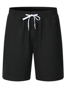 Men's Drawstring Waist Shorts, Comfortable Fit, Back-To-School Wear, Casual Sports Clothing, Summer Activities, Boho Style